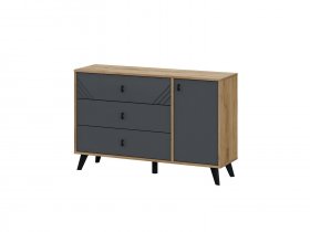 Комод 3ящ. и 1ств. Байкал (дуб крафт золотой/графит) в Чанах - chany.mebel-nsk.ru | фото