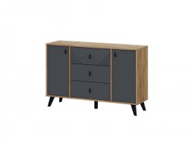Комод 3ящ. и 2ств. Байкал (дуб крафт золотой/графит) в Чанах - chany.mebel-nsk.ru | фото