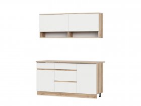 Кухонный гарнитур 1,6м Брауни (дуб делано/белый) в Чанах - chany.mebel-nsk.ru | фото