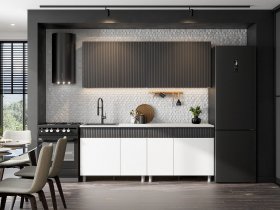 Кухонный гарнитур София (2,0м) (бланж/графит матовый) в Чанах - chany.mebel-nsk.ru | фото