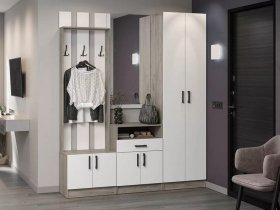 Модульная прихожая Вега (дуб крафт серый/белый) в Чанах - chany.mebel-nsk.ru | фото
