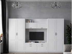 Модульная стенка Апполия (белый/белый дуб) в Чанах - chany.mebel-nsk.ru | фото