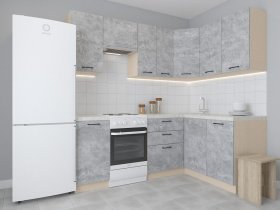 Модульная угловая кухня 1,4м*2,1м Лада (цемент) в Чанах - chany.mebel-nsk.ru | фото