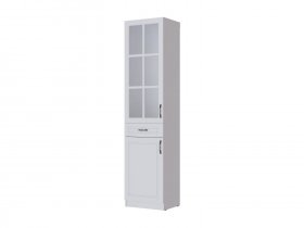 Пенал-витрина Апполия гостиная (белый/белый дуб) в Чанах - chany.mebel-nsk.ru | фото
