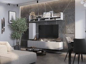 Стенка 2000 Квинта (белый лофт/софт айс/белый) в Чанах - chany.mebel-nsk.ru | фото