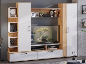 Стенка «Дакота» (дуб крафт золотой/белый ясень) в Чанах - chany.mebel-nsk.ru | фото