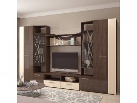 Стенка Гамма (дуб венге/дуб молочный) в Чанах - chany.mebel-nsk.ru | фото