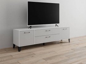 Тумба под ТВ Парус-13 (белый/серый камень) в Чанах - chany.mebel-nsk.ru | фото